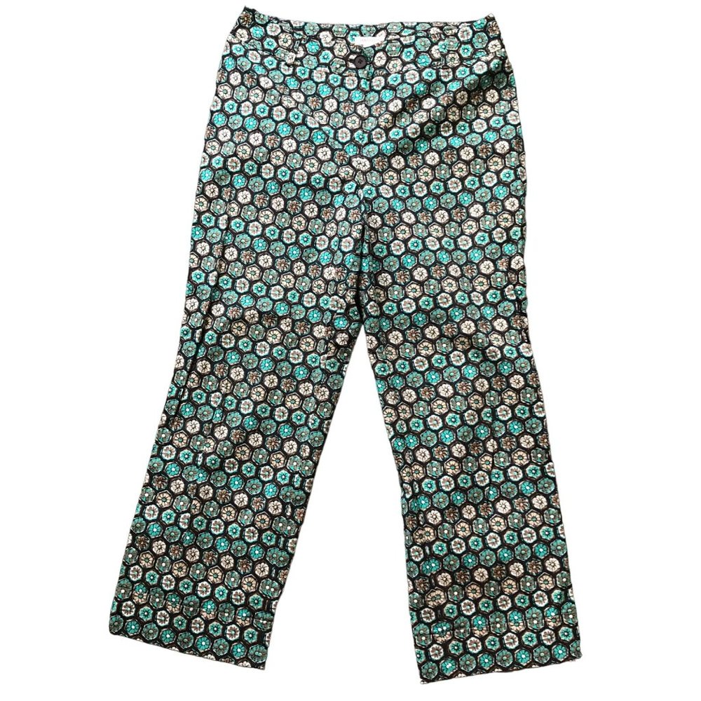Harold's Vintage Cotton Blend Pants Women's Size 8 Retro Floral Crop Trousers‎